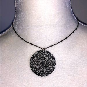 Filigree black bronze round choker necklace
